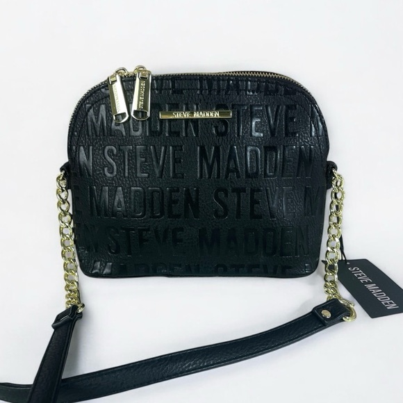Steve Madden | BMaggie Logo Embossed Textured Crossbody Bag Gold Faux Leather - Picture 1 of 8